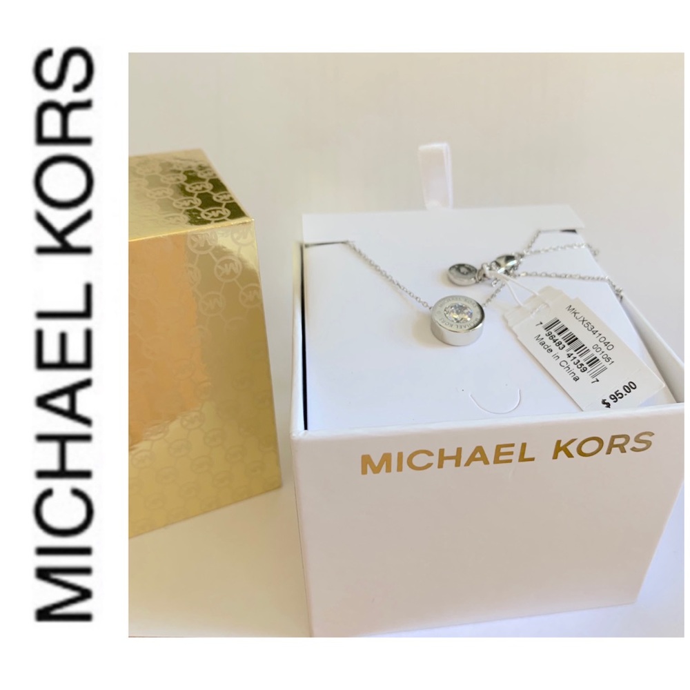 NWT authentic MK Silver tone stone pendant - Picture 6 of 6